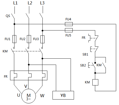 斷電制動(dòng)的電磁抱閘控制電路 斷電制動(dòng)的電磁抱閘控制電路
