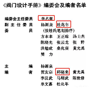 《閥門設計手冊》編者名單